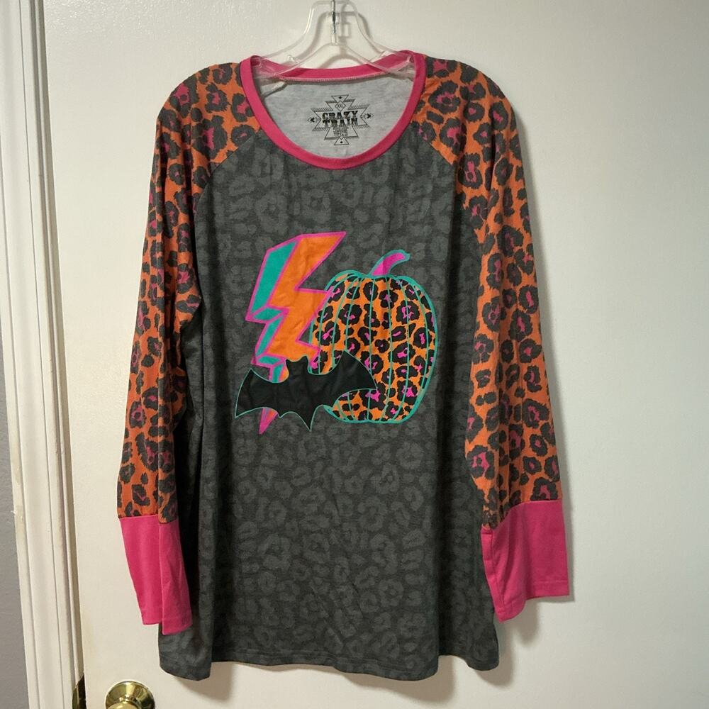 Crazy Train Animal Halloween Pullover Top sz 2XL Long Sleeves # 3918
